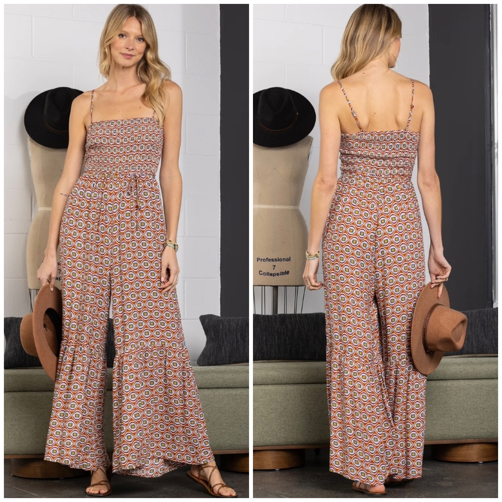 Ces Femme Boho Chic Wide Flare Leg Jumpsuit - Picture 4 of 7